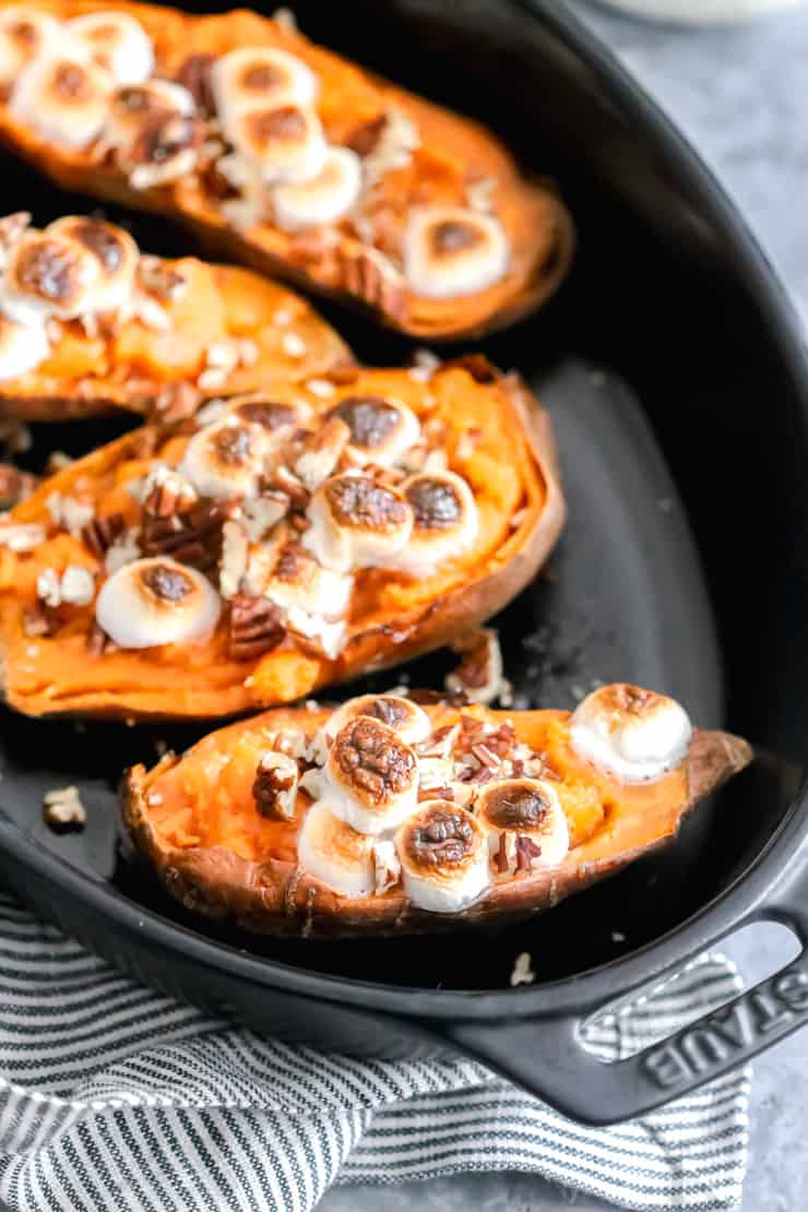 twice baked sweet potato skins with toasted marshmallows