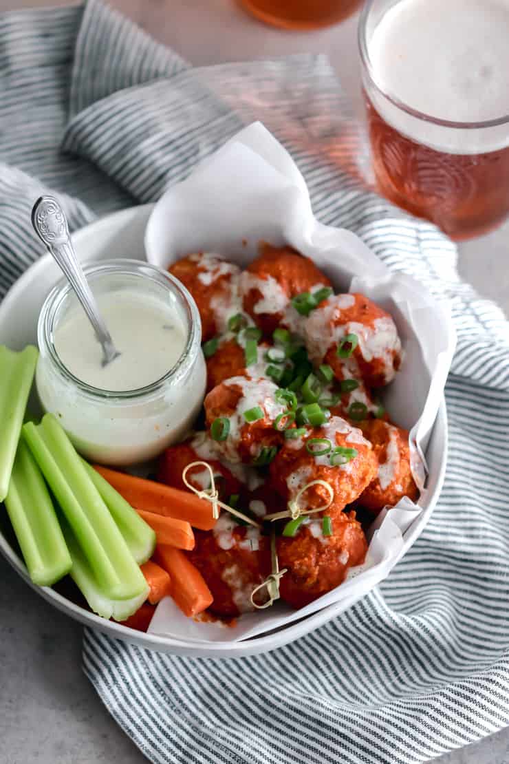 whole30 buffalo chicken meatballs in the air fryer