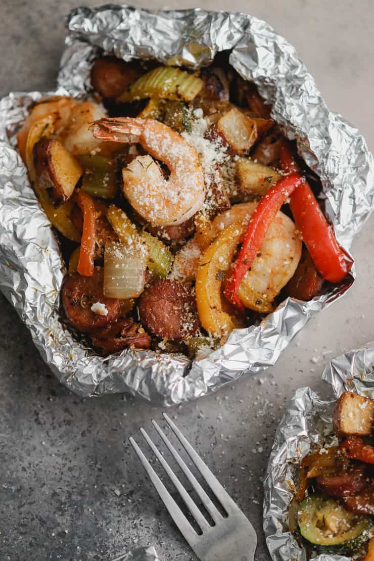 cajun shrimp and sausage foil packs