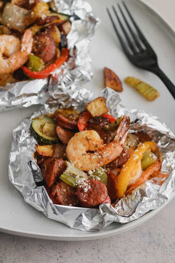 cajun shrimp and sausage foil packs