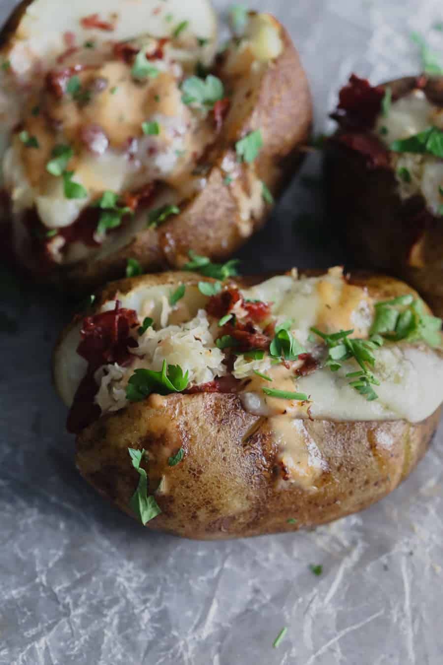 Reuben Stuffed Baked Potatoes