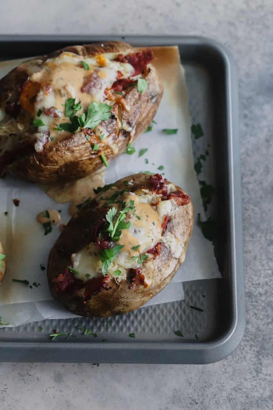 Reuben Stuffed Baked Potatoes