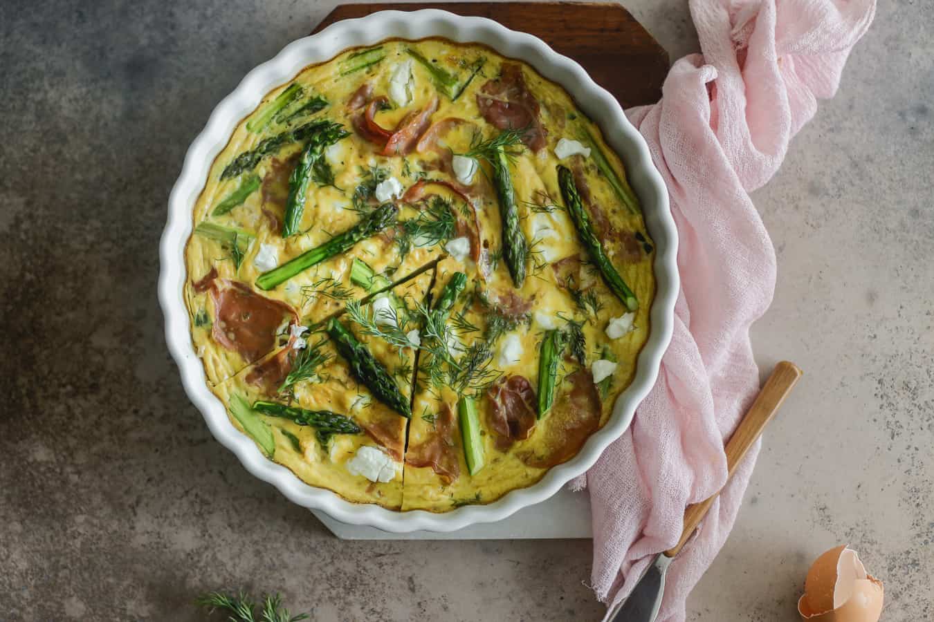 Asparagus and Prosciutto Baked Frittata Casserole