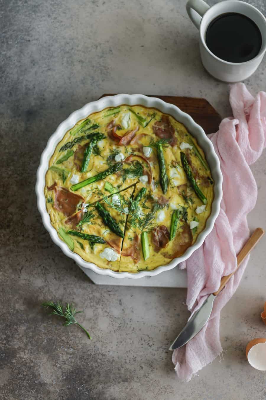 Asparagus and Prosciutto Baked Frittata Casserole