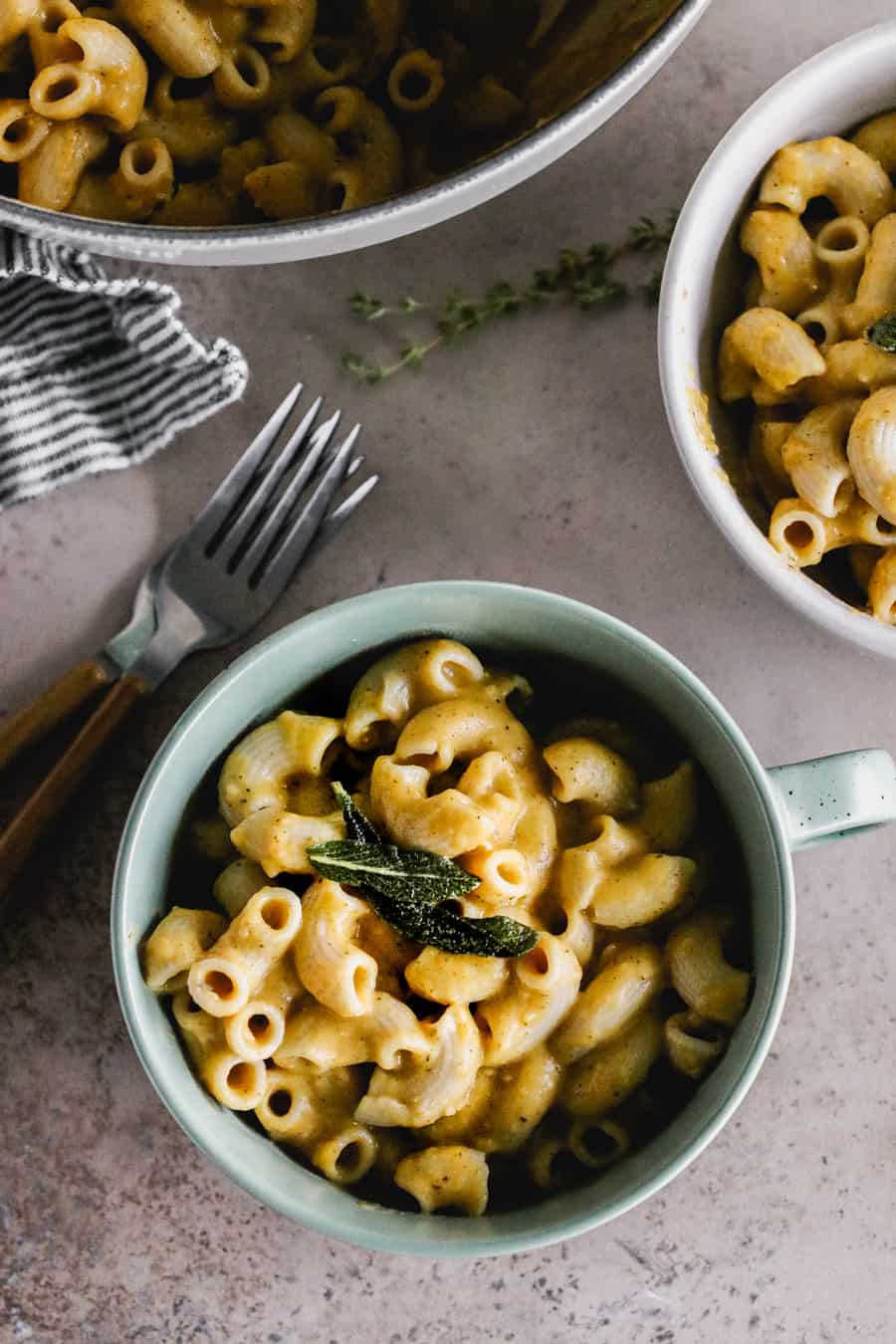 butternut squash mac and cheese in a bowl