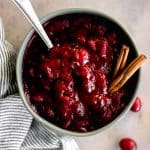 homemade cranberry sauce in a teal bowl