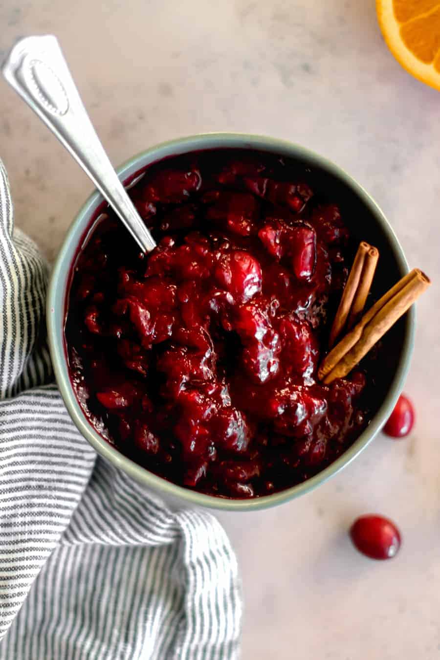 Homemade Cranberry Sauce made with Orange and Honey