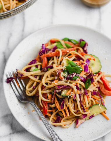 cold sesame noodle salad with rice noodles